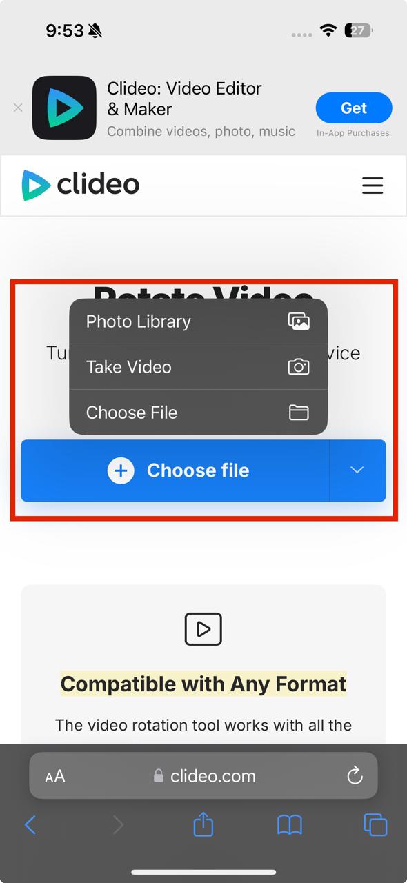 clideo choose file