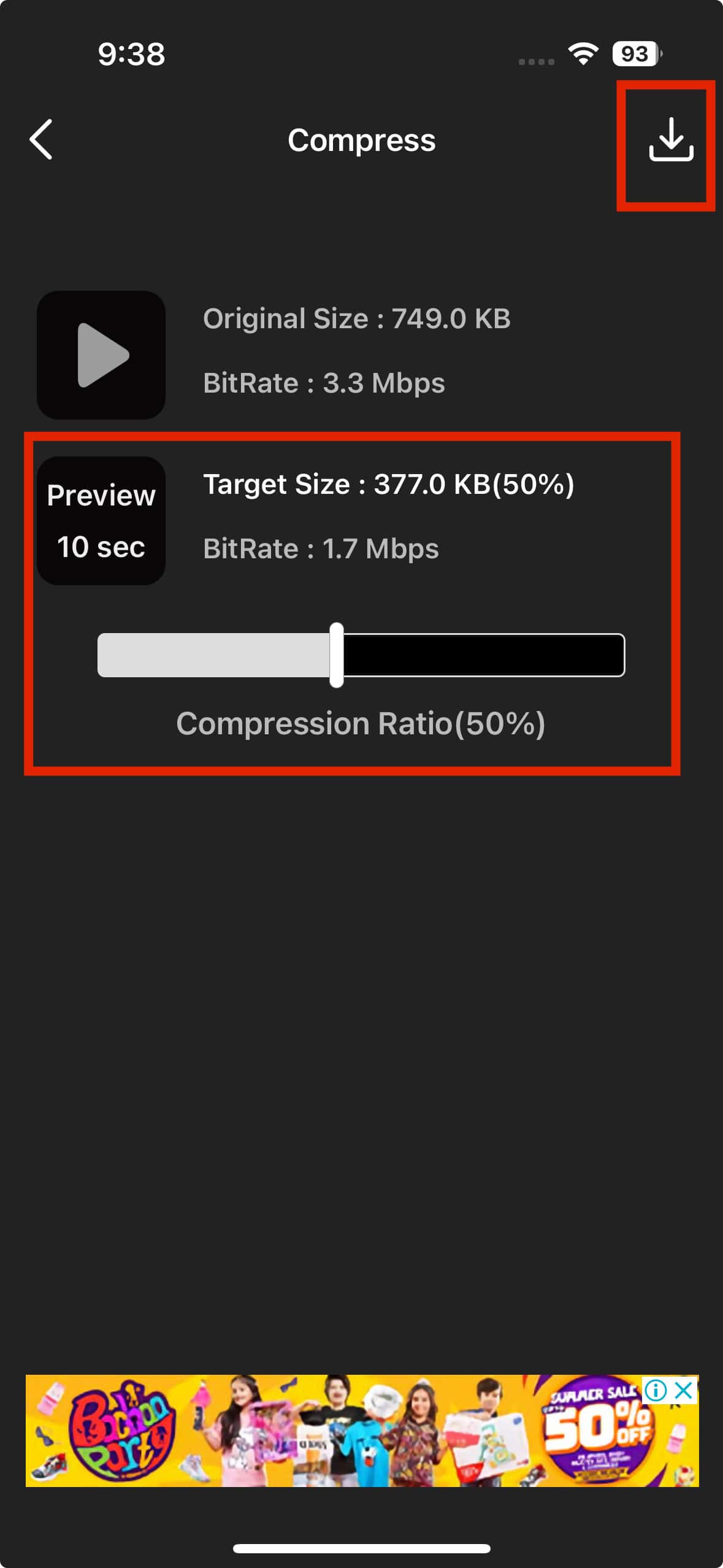 compression settings video compress