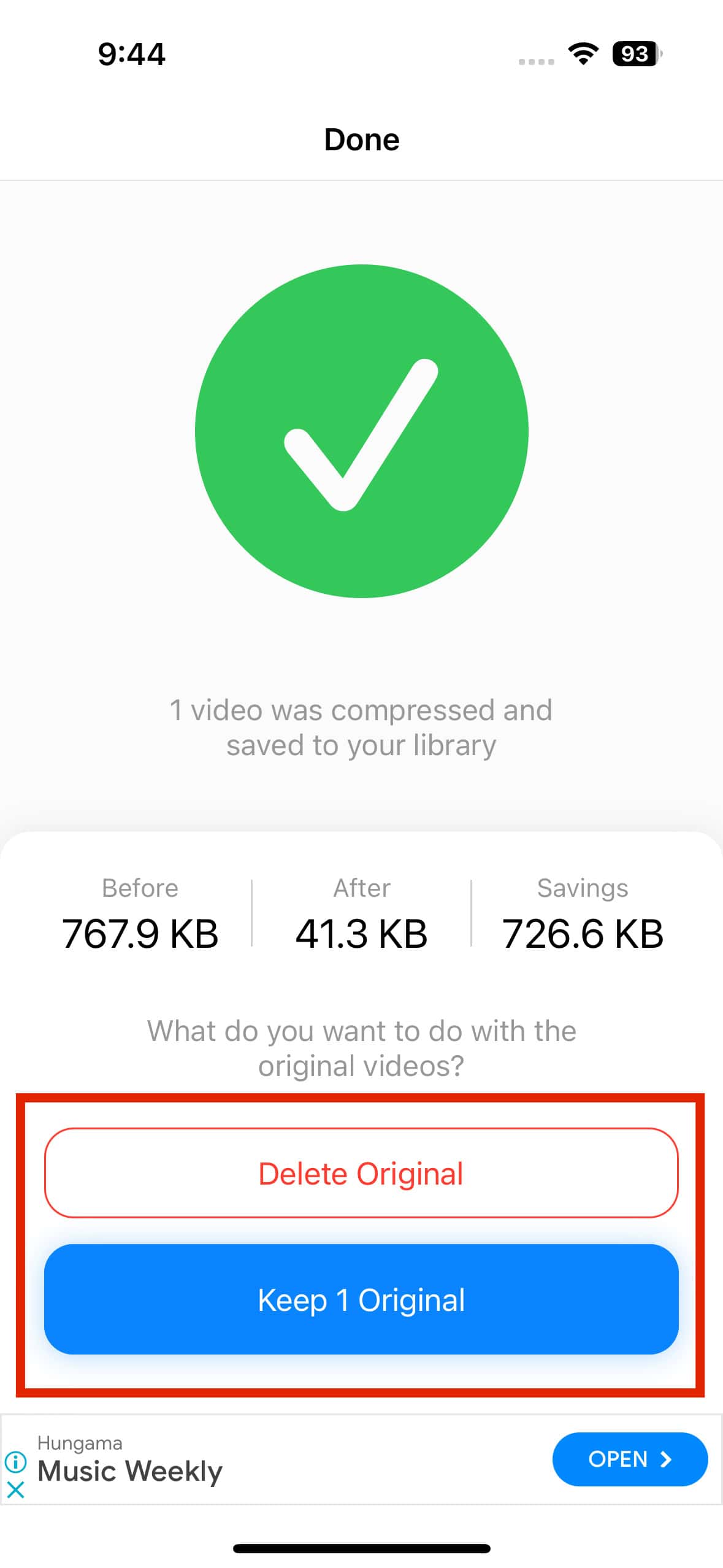 file download settings compress videos