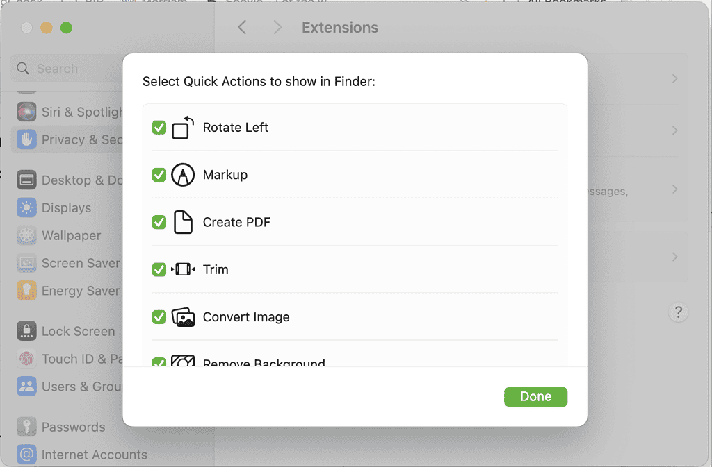 Finder extensions