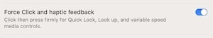 customize the force click and haptic feedback toggle on your mac