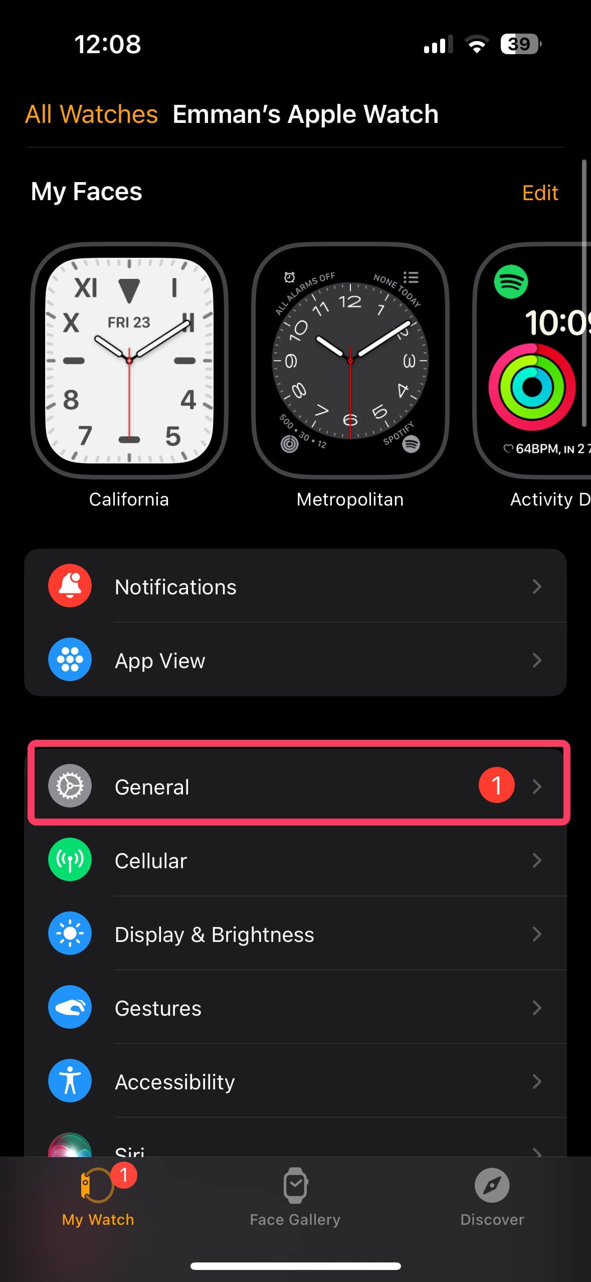 general settings apple watch