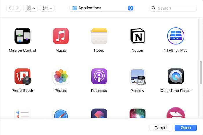 select open to grant apple music access to your disk