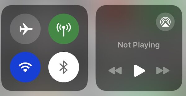 the iphone control center with bluetooth switched off