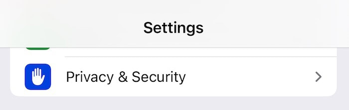 privacy and security settings on iphone home screen