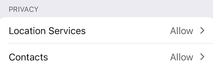 select location services in screen time settings