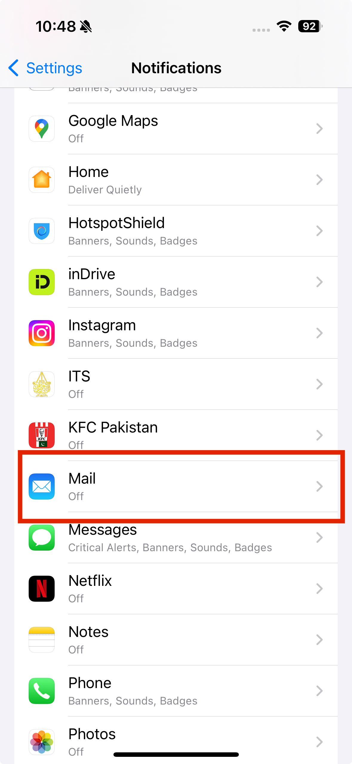 notifications mail