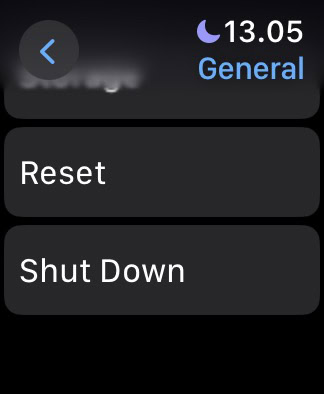 reset tab on your apple watch