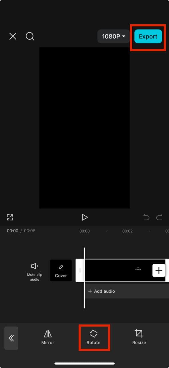 Rotate and export to Capcut