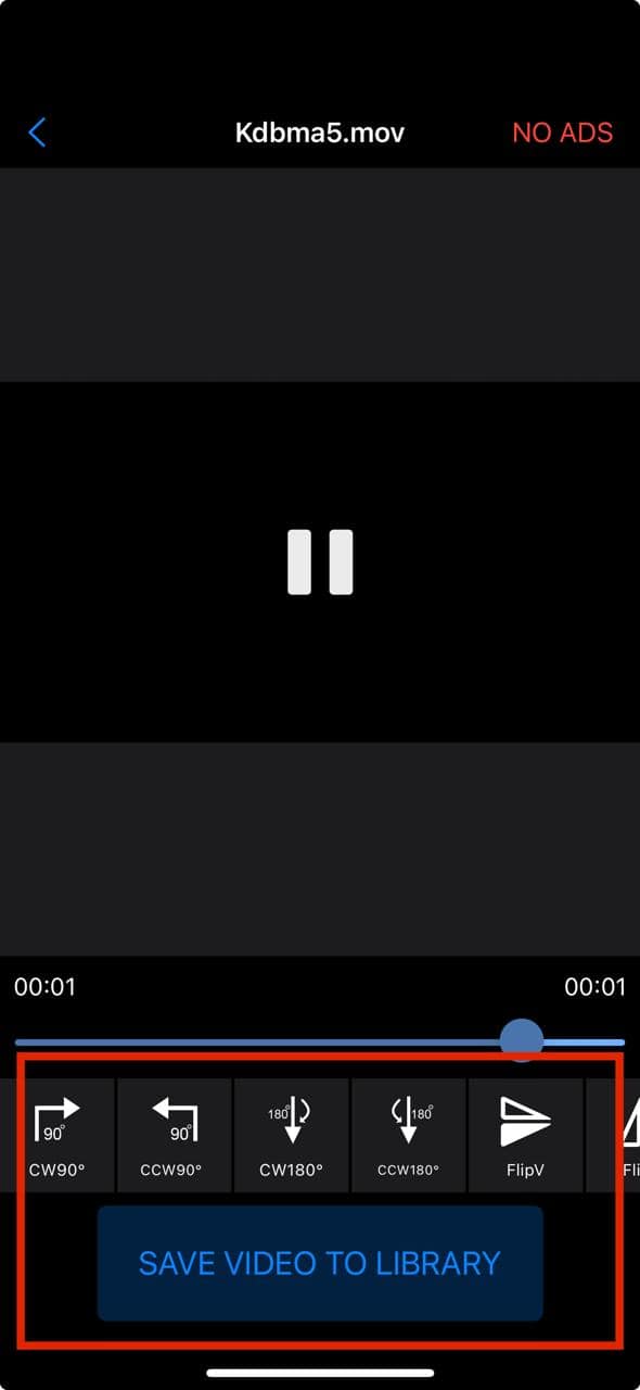 Rotate and save options Rotate videos