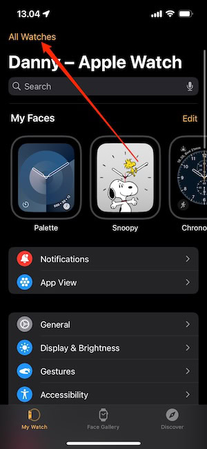 Tap the All Watches Tab in the Top of Your Watch App Settings