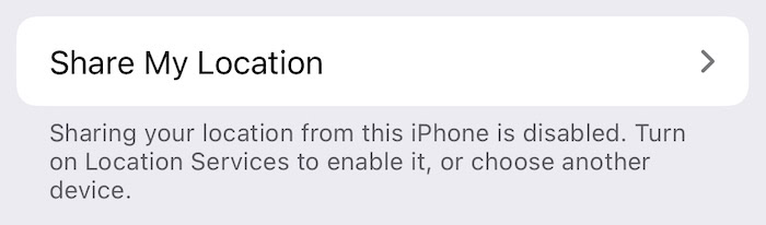 share location tab in iphone privacy settings