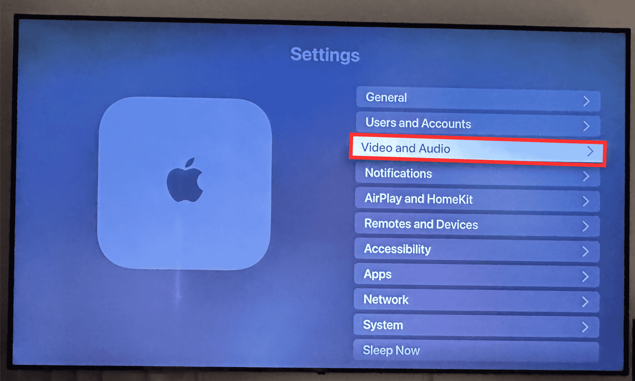 video and audio settings apple tv