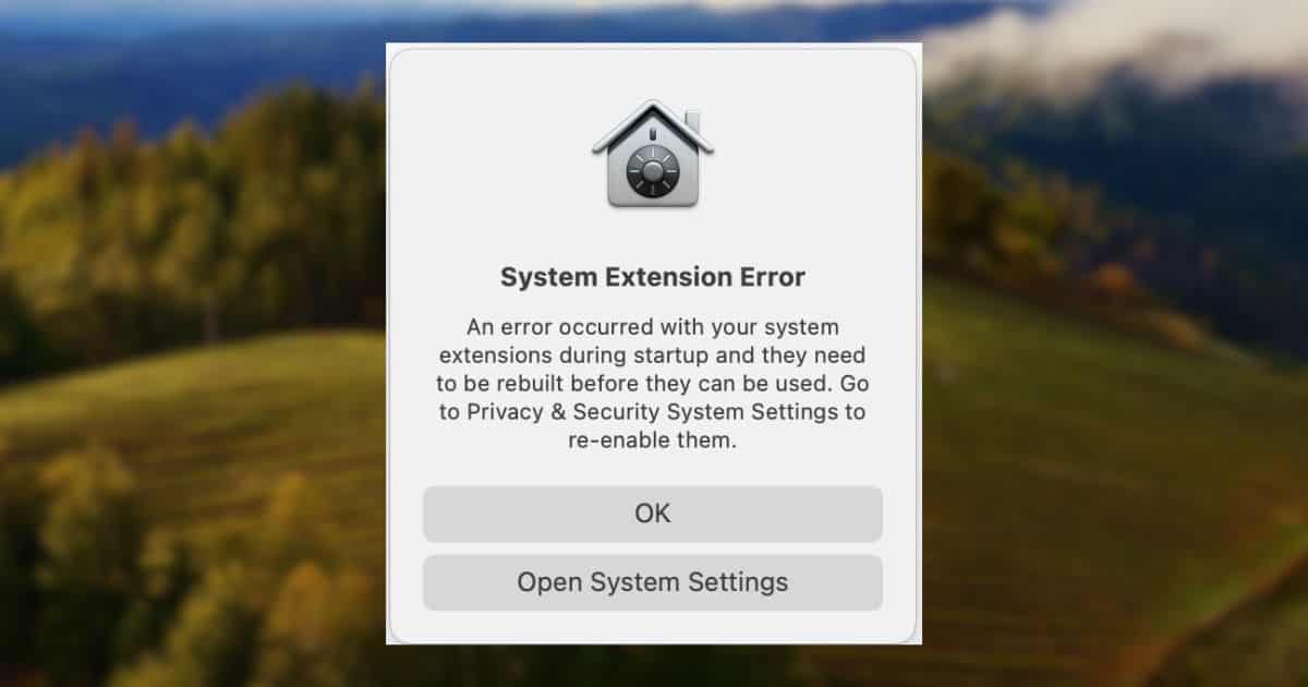 Reset System Extension Error Mac