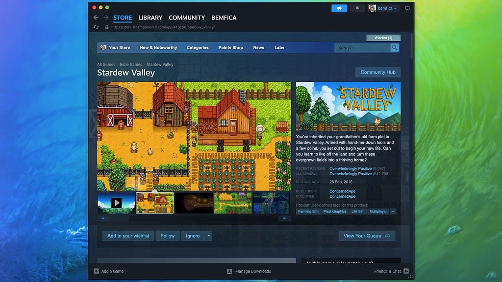 Stardew Valley on macOS Steam Store