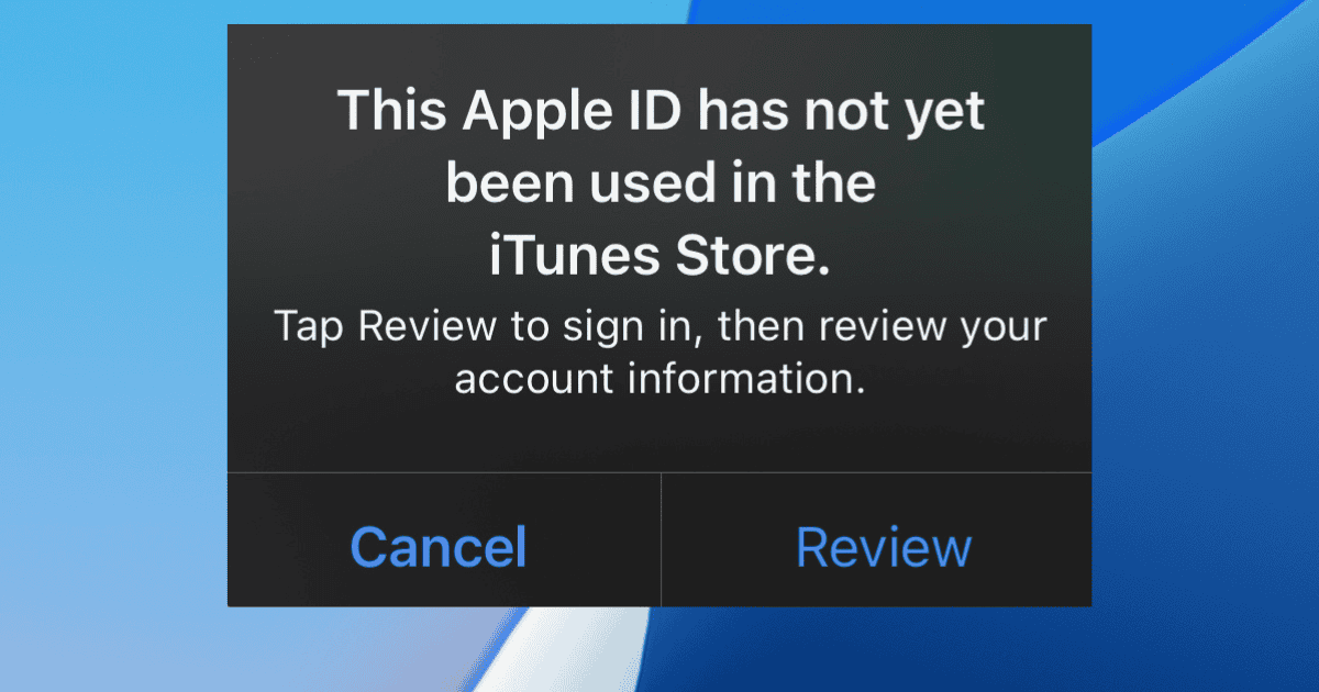 TMO apple id has not yet been used