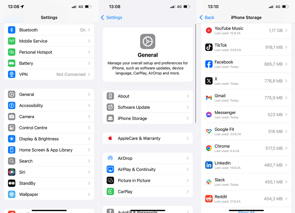 check storage ios 18