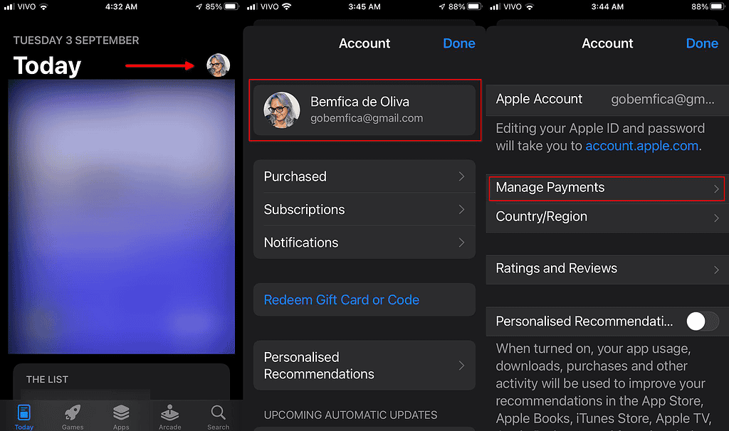 iOS App Store Payment Settings