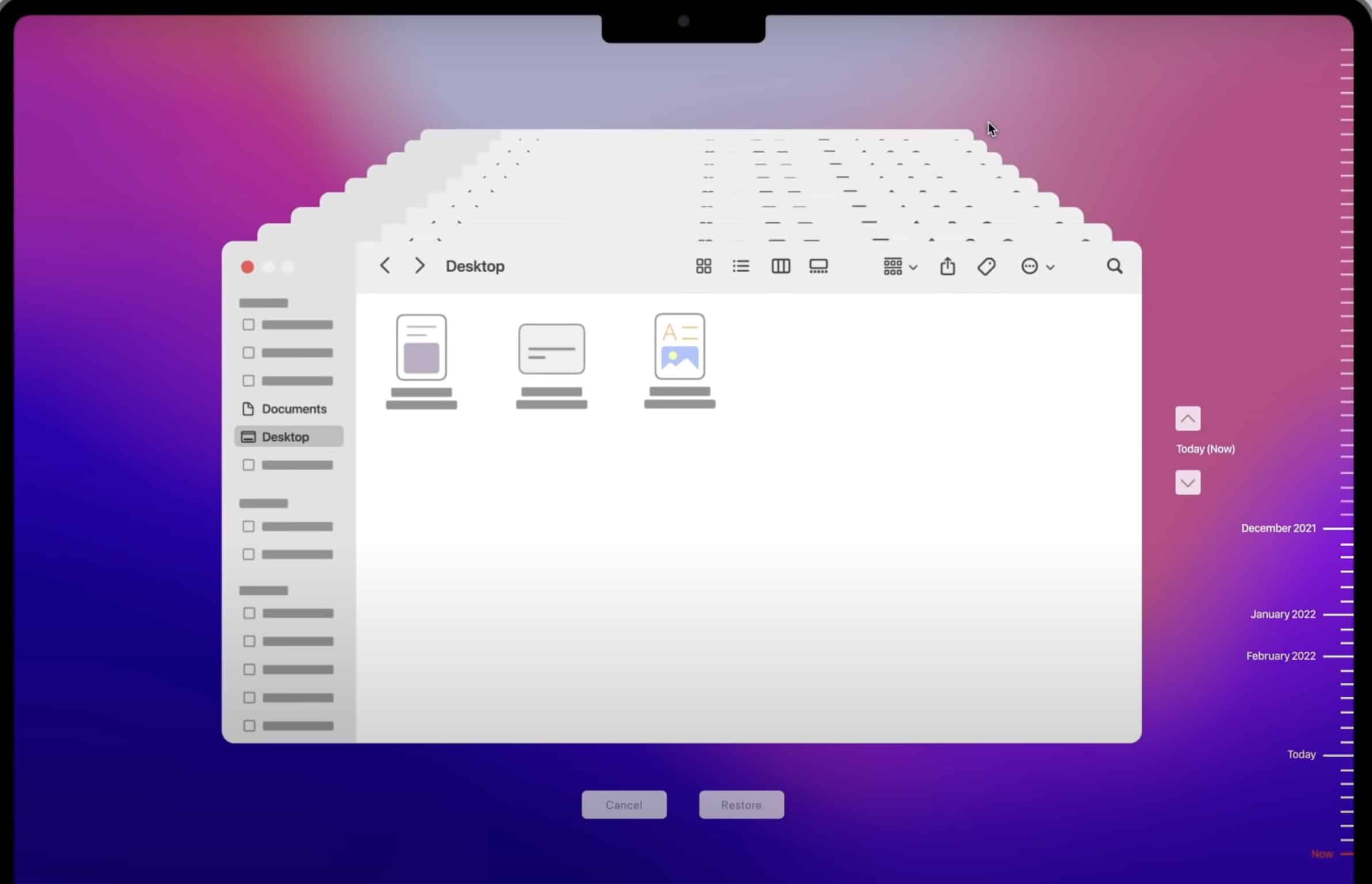 desktop search file time machine