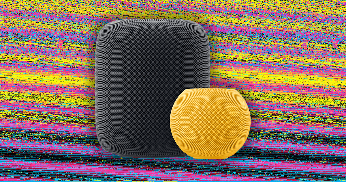 HomePod and HomePod Mini with static noise background