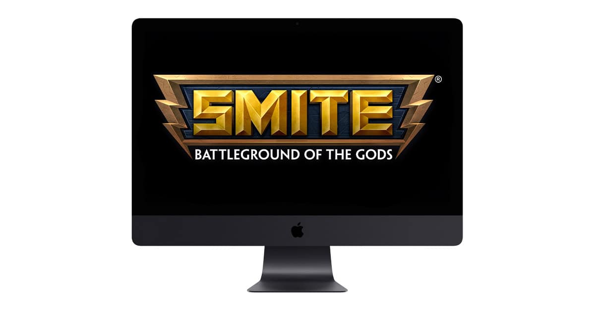 How to play SMITE on macOS - iMac Pro displaying the SMITE logo