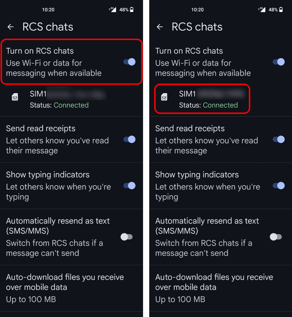 Turn on RCS Chats