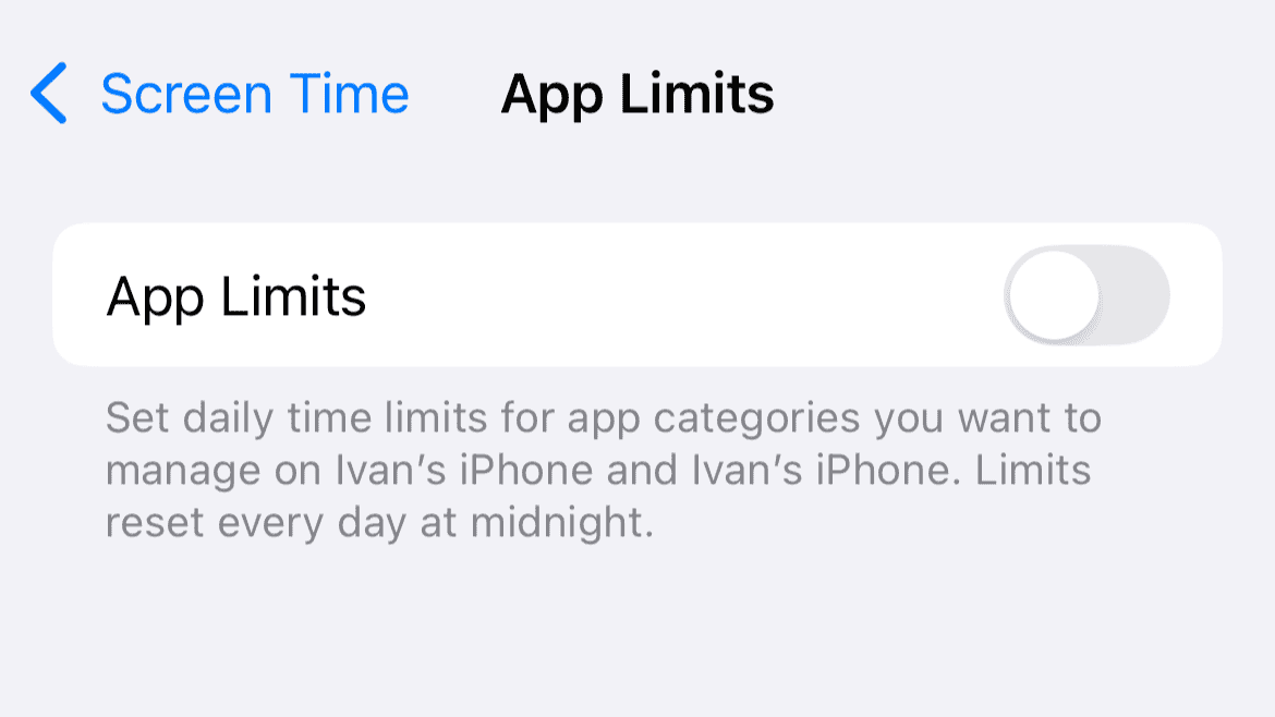 app limits screen time