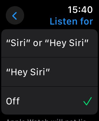 disable hey siri apple watch