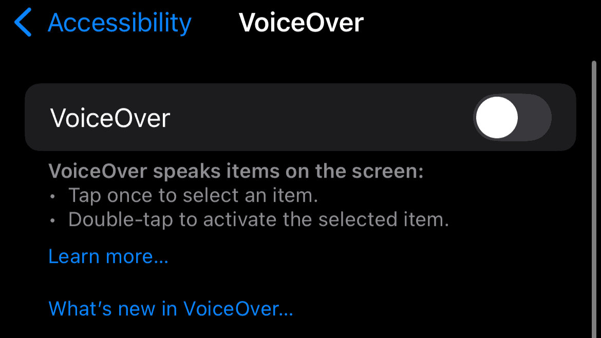 disable voiceover iphone