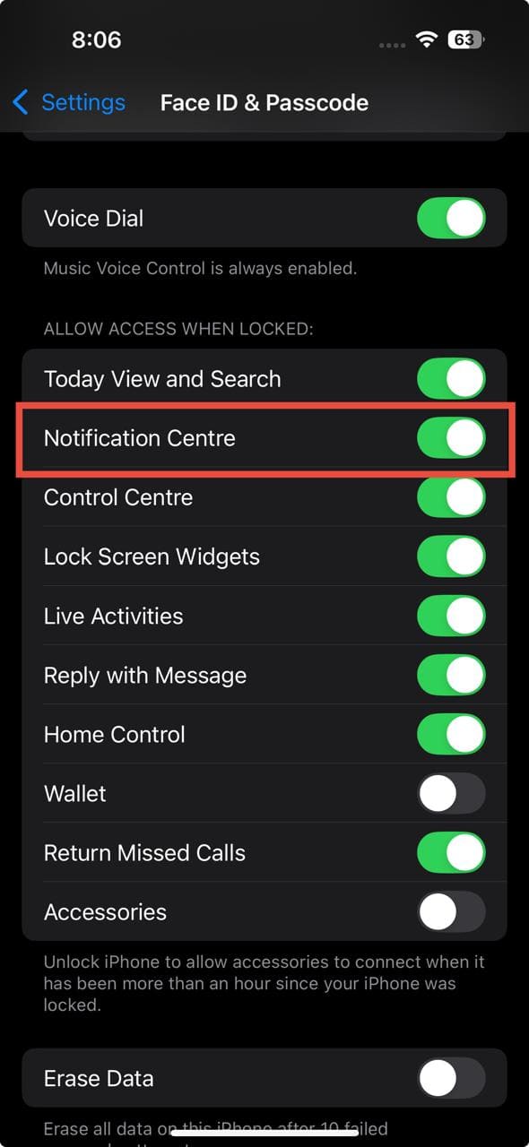 notification centre