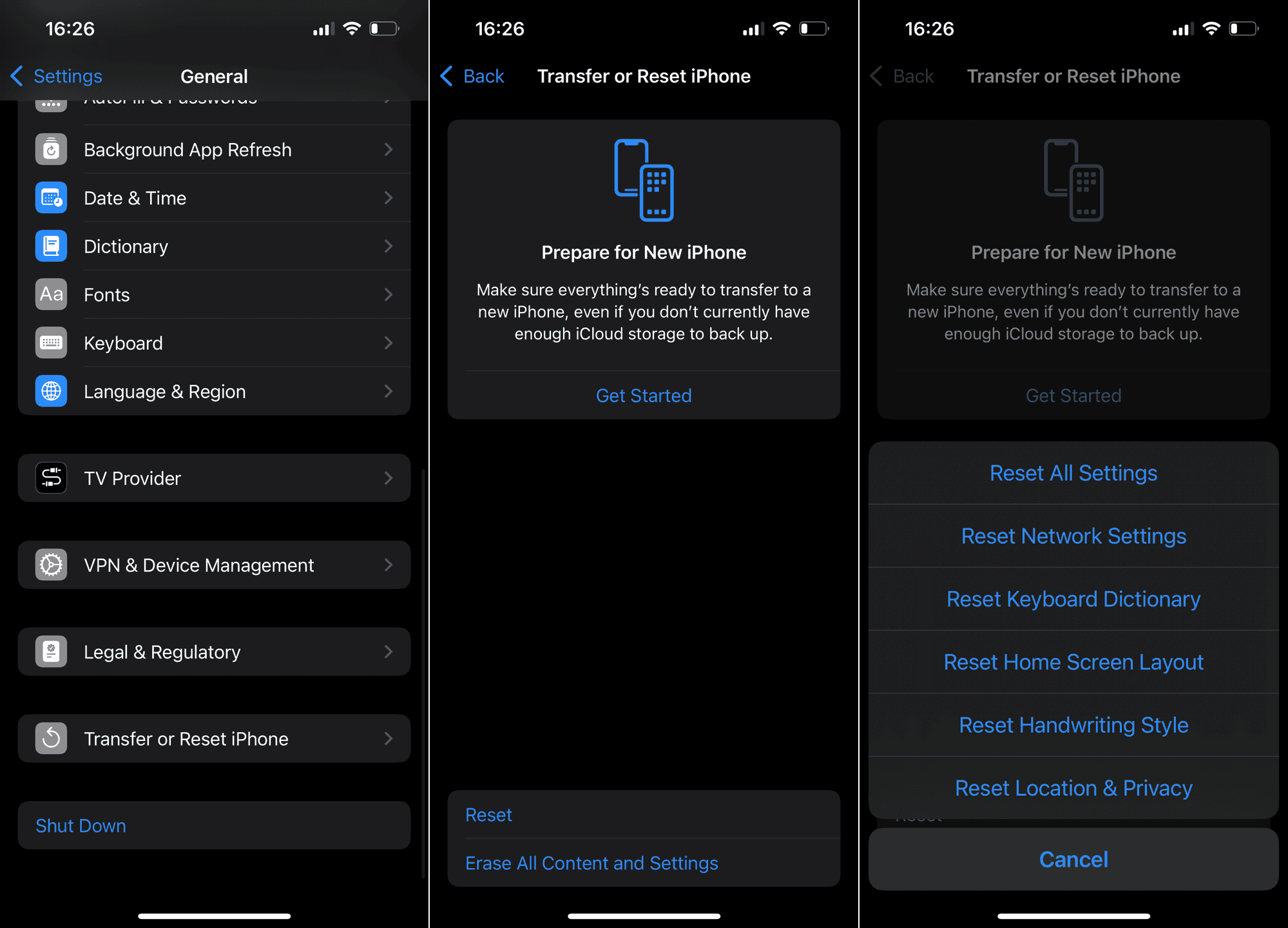 reset location iphone