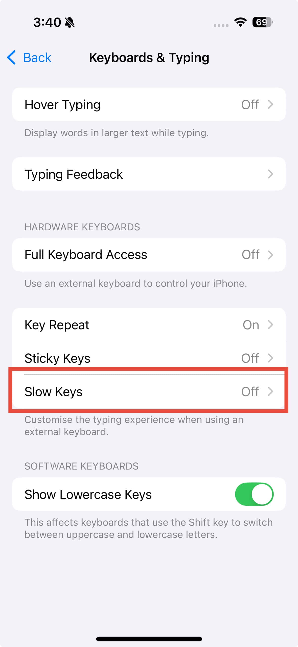 slow keys