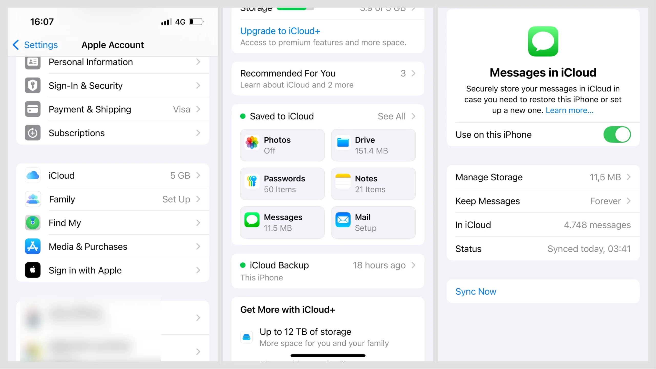 sync messages icloud