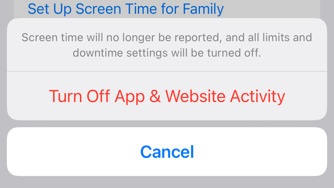 turn off screen time