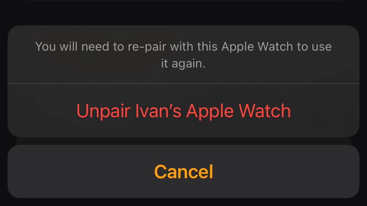 unpair apple watch