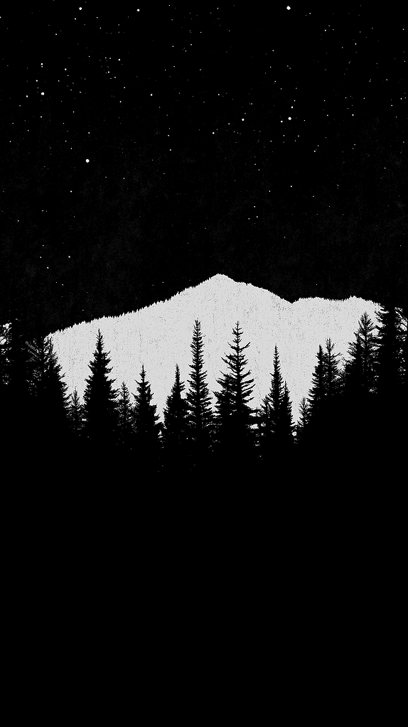 Forest and mountain black iPhone wallpaper