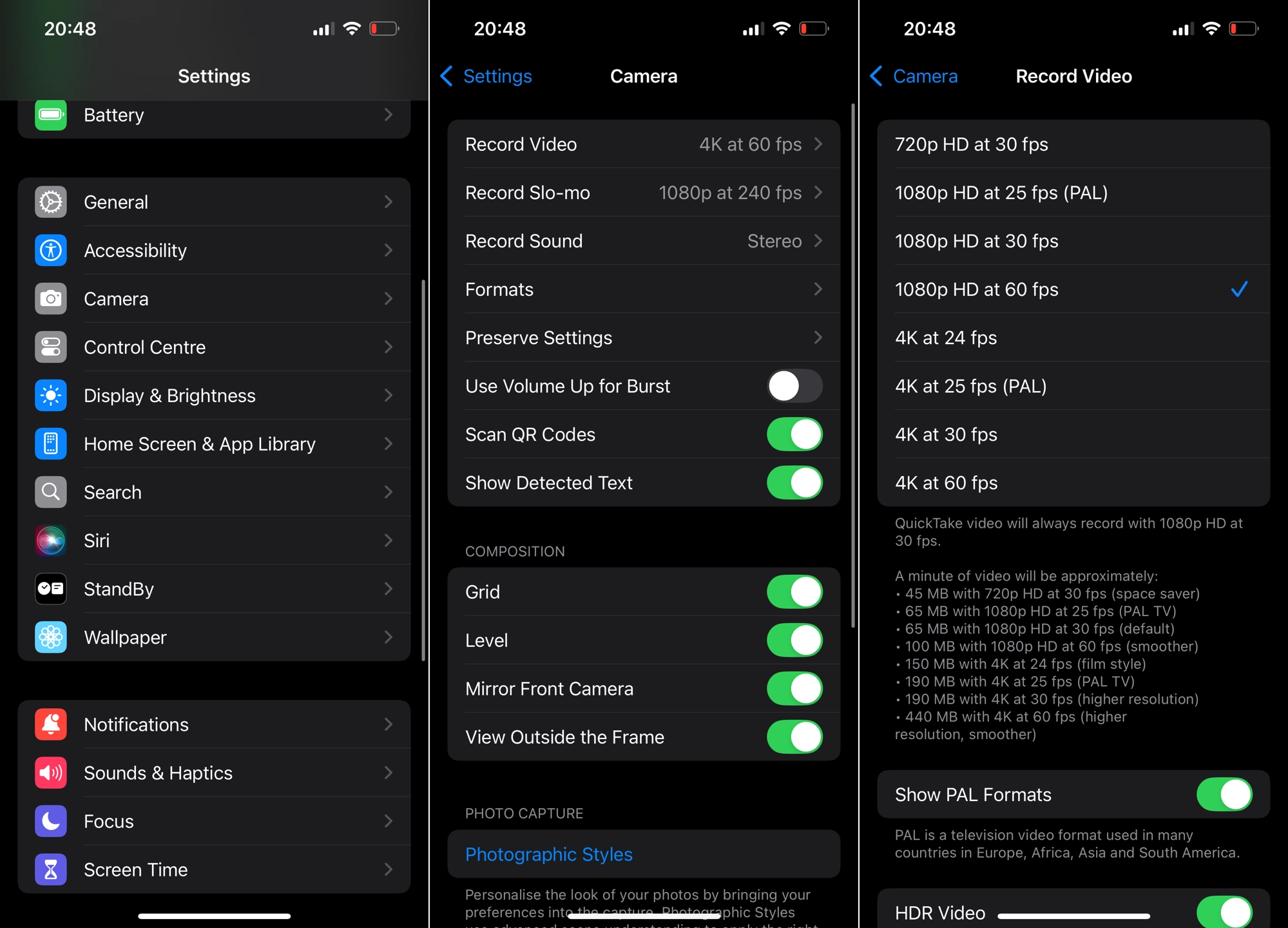 adjust camera settings iphone