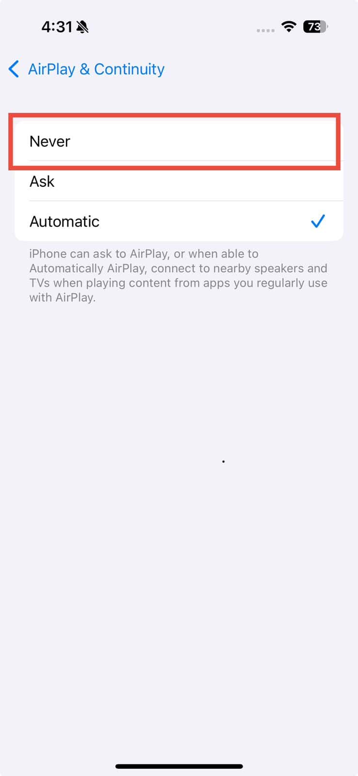 always airplay settings