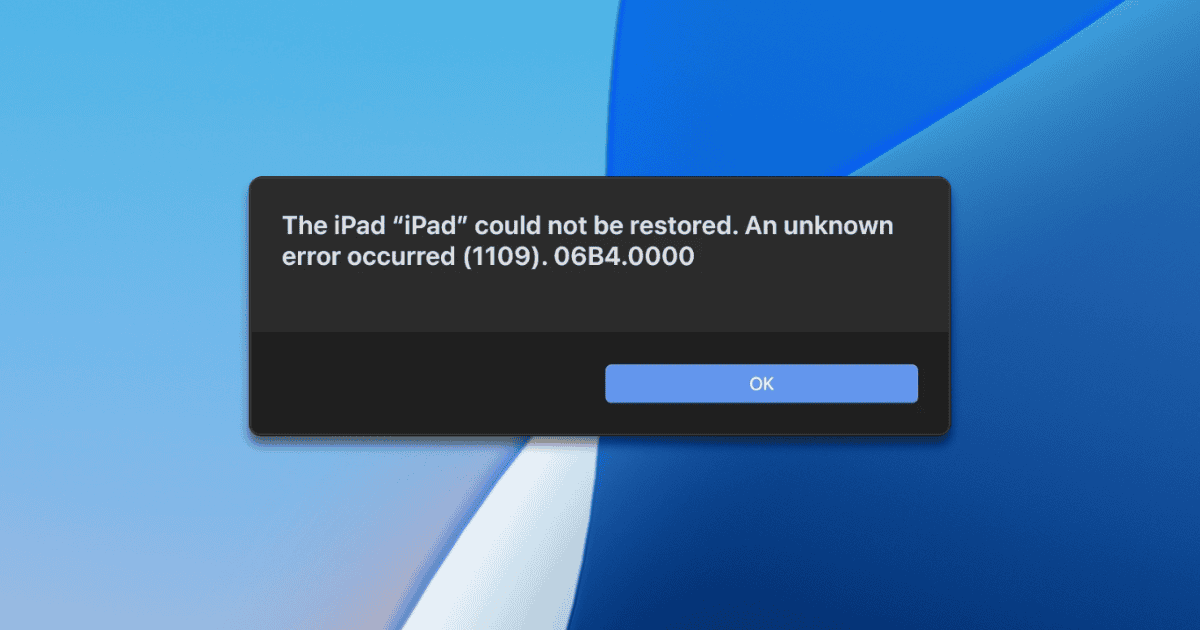 iPhone and iPad Restore Error 1109