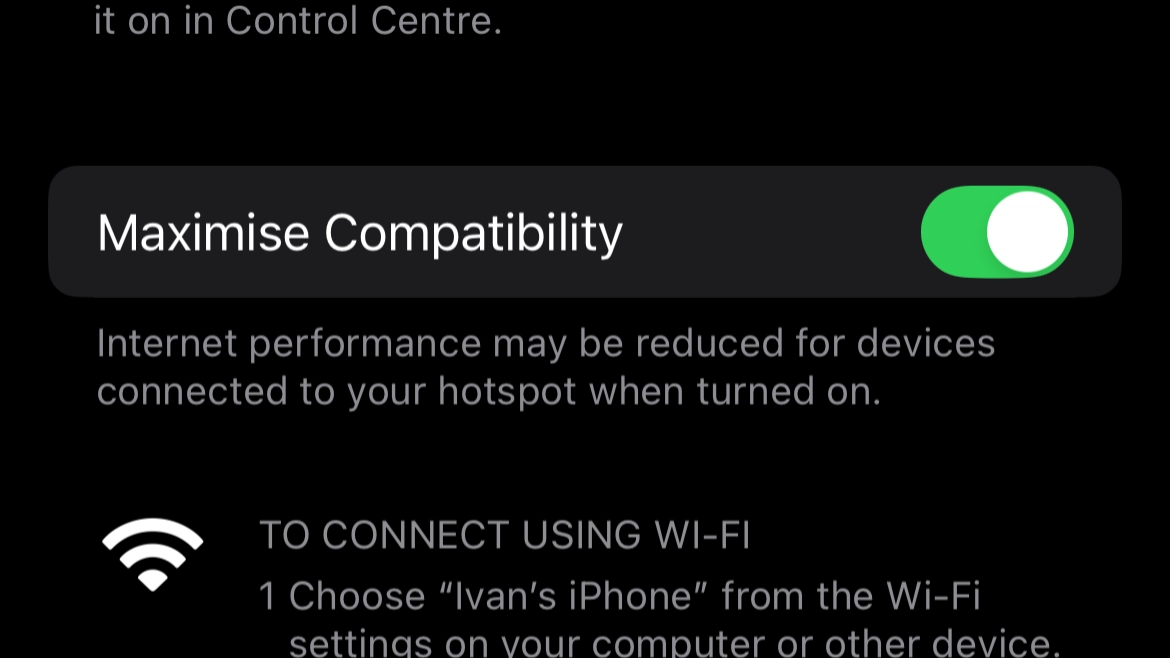 maximise compatibility iphone hotspot