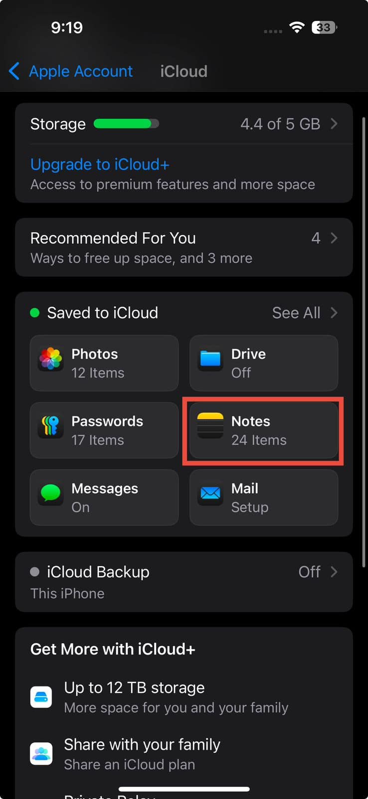 notes icloud