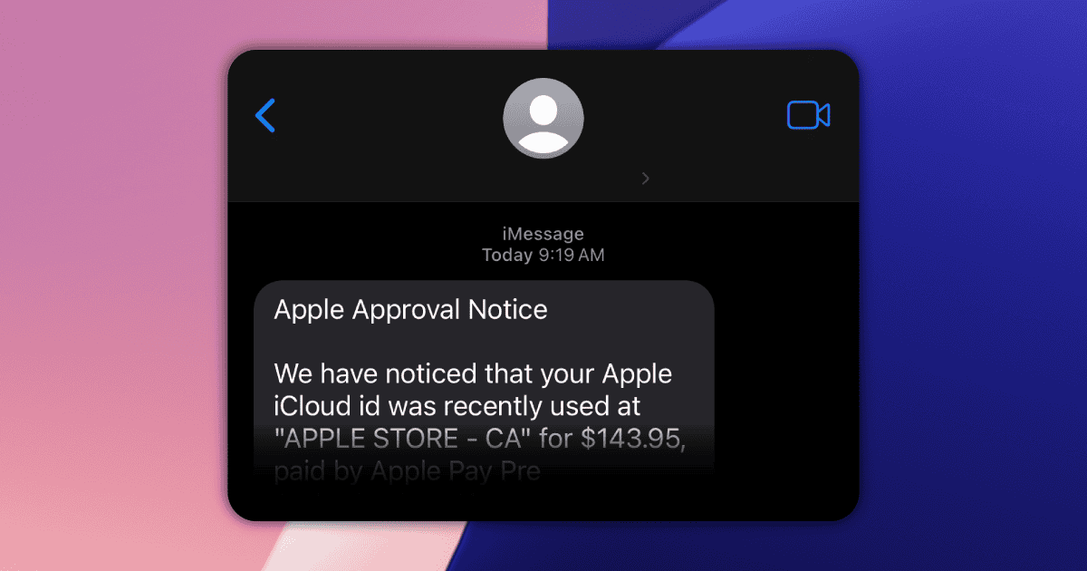 Apple Approval Notice phishing message partial text over the iOS 18 default wallpaper