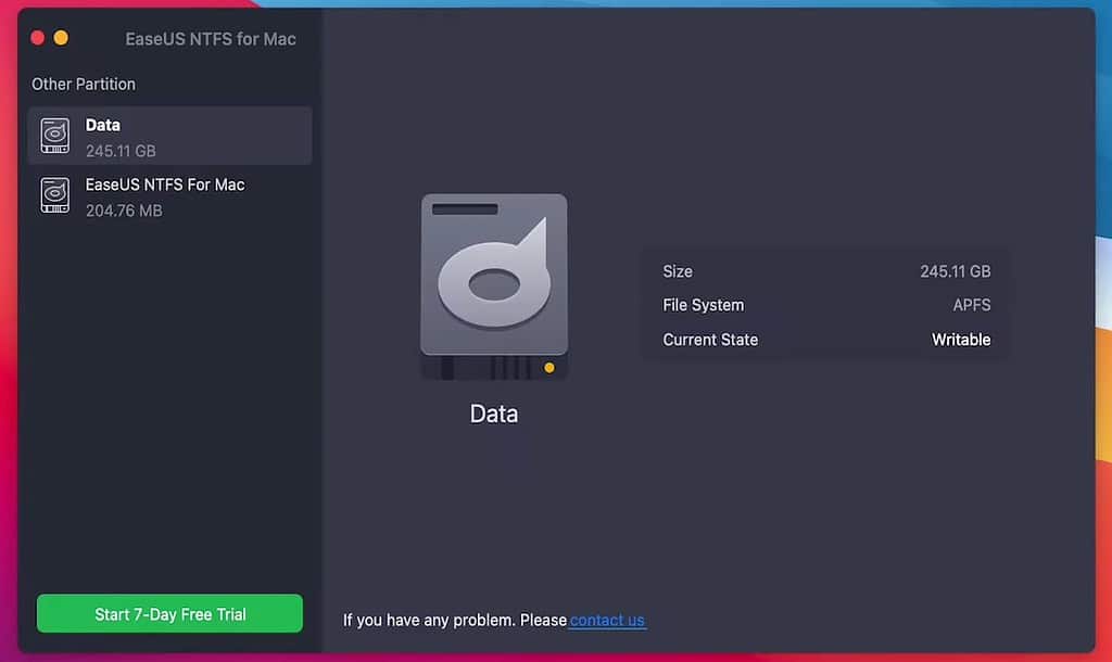 EaseUS NTFS driver app for macOS