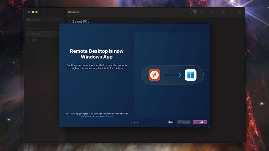 Microsoft Remote Desktop Windows app for macOS initial setup