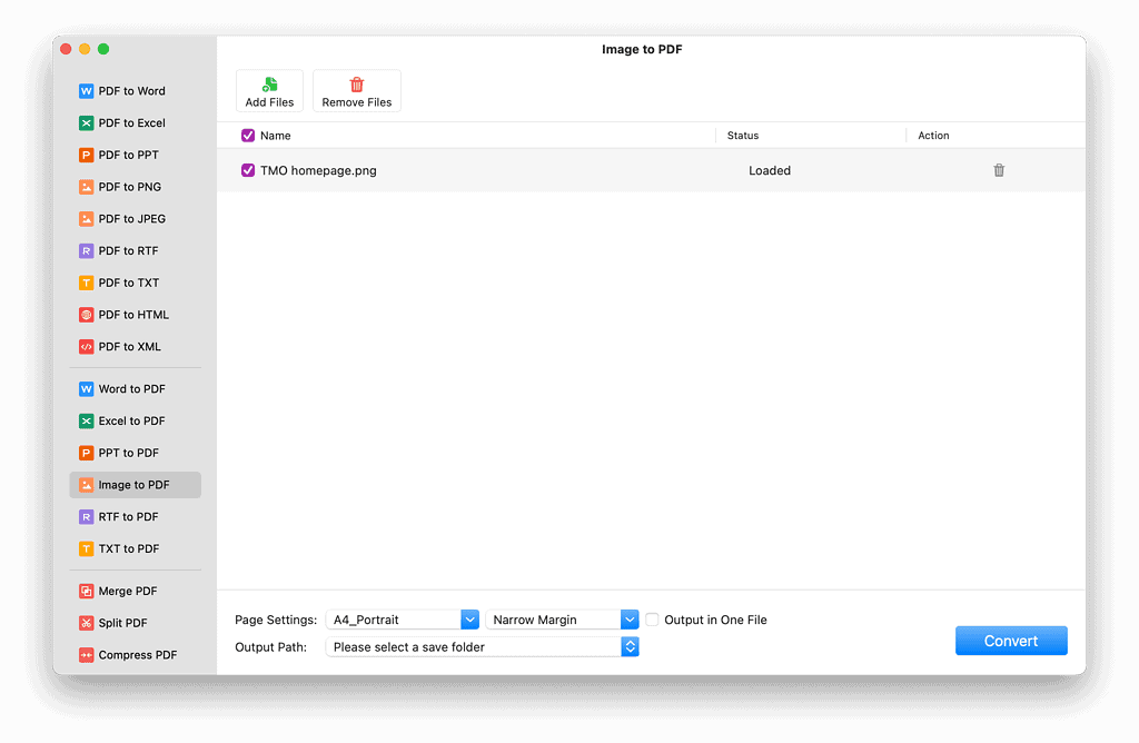 Screenshot showing how to convert image to PDF in PDFgear