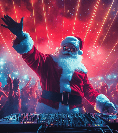 Santa Claus as a DJ