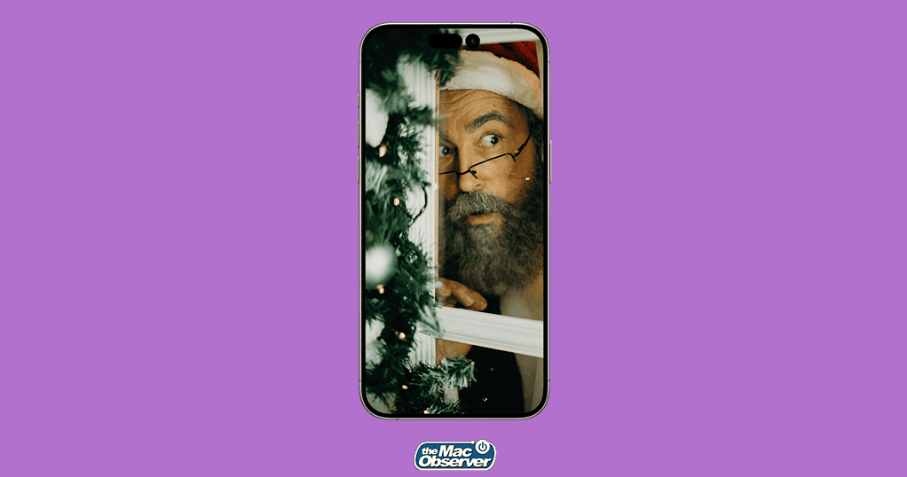 Santa Peeking Through the Window iPhone Wallpaper mockup