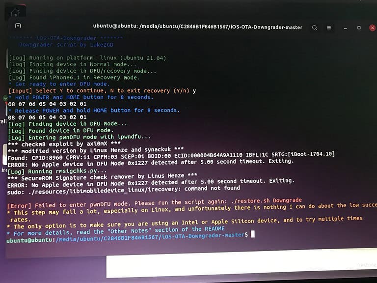 Ubuntu Legacy iOS Kit running