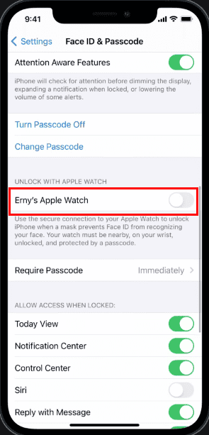 Unlock with Apple Watch