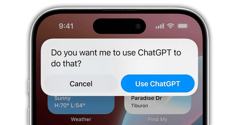 iOS 18 screenshot showing Siri integration with ChatGPT